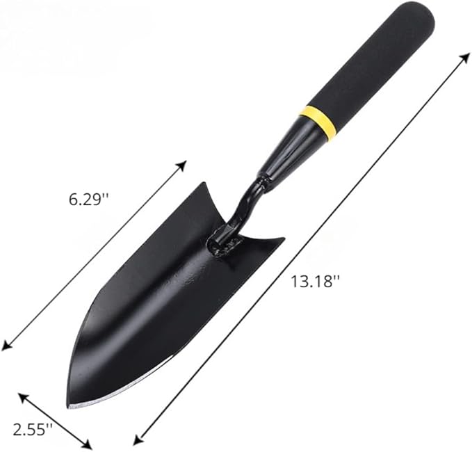 Garden Tool Set 4 PCS Heavy Duty Carbon Steel Gardening Tool Set with Non-Slip Rubber Grip Rake Shovel Outdoor Hand Tools Set Beach Combing Tool Kit Unisex Gifts for Seniors (Transplanter)