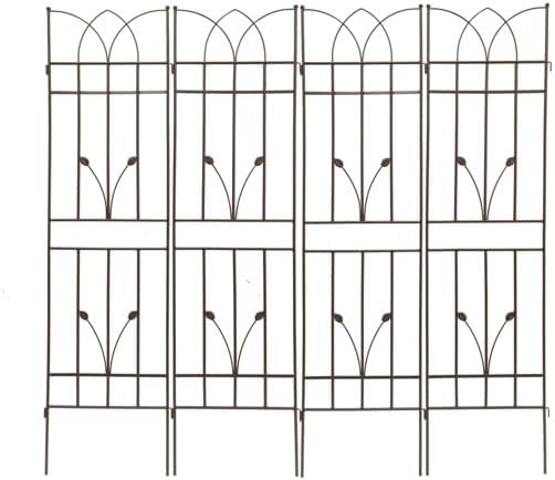 4 Pack 71x17.7 Inch Brown Metal Garden Trellis Rustproof Outdoor Climbing Plant Support for Vines Roses Peas Ivy Clematis Jasmine Vegetable Flowers Easy Assembly Weather Resistant Plant Frame
