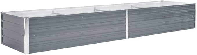 Garden Planter Raised Bed Galvanized Steel Patio Flower Plant Vegetable Bed with Open Bottom Lawn Backyard Outdoor Patio DIY Decor Gray 126x31.5x17.7