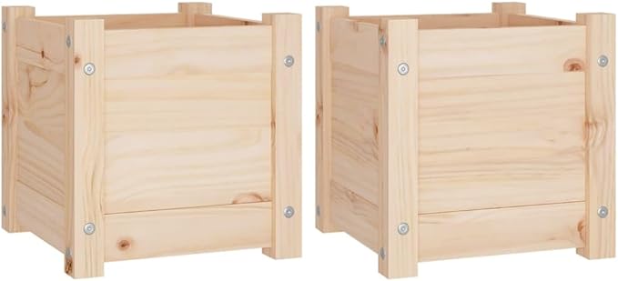 Garden Planters 2 pcsFreestanding PlantersMultifunctional High BedsBalcony Planter BoxPlant Privacy FencePatio Raised Bedsfor VegetablesFlowersOutdoorLawn12.2x12.2x12.2 Solid Wood Pine