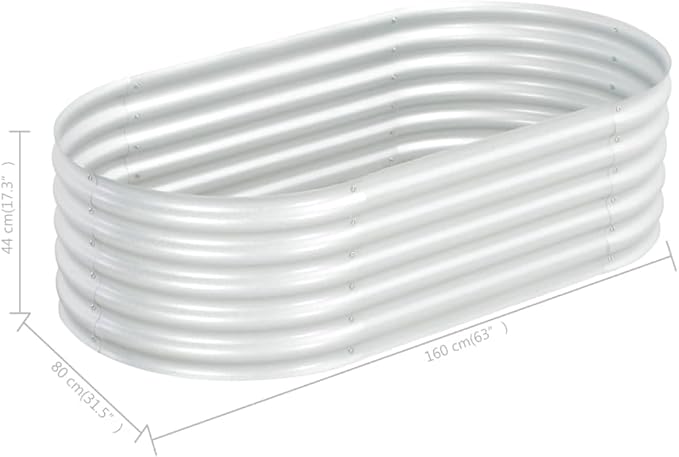Garden Raised Bed PlanterGarden BedGalvanized Raised Garden BedPlanter Raised bedsGalvanized Planter63x31.5x17.3 Galvanized Steel Silver