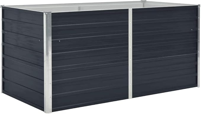vidaXL Garden Raised Bed Galvanised Steel Rectangular Garden Planter for Flowers and Planters Raised Bed Weather-Resistant Anthracite 63x31.5x17.7