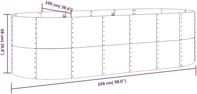 98 x 39 Oval Raised Garden Bed Anthracite Powder-Coated Steel Large Outdoor Planter for Vegetables Flowers on Patio Backyard Terrace