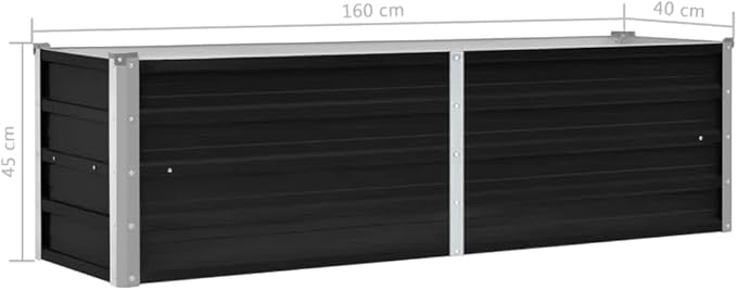 Garden Raised Bed Anthracite 63x15.7x17.7 Galvanised Steel