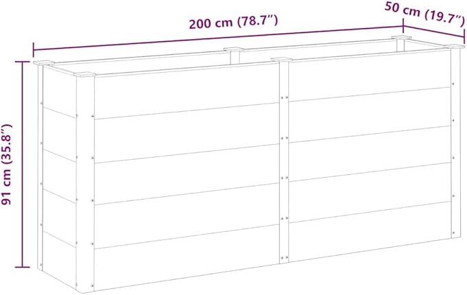 vidaXL Raised Garden/Flower Bed - Gray WPC/Steel Weather- Modern Design 78.7 x 19.7 x 35.8