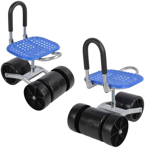Dioche Ergonomic Garden Rolling Stool Seat with Wheels for Easy Planting and Picking - Adjustable 360-Degree Rotating Workseat with Galvanized Steel Pipe Construction