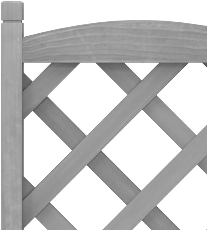 vidaXL Plant Pot with Trellis Wheels Flower Box with Trellis Planter for Patio Garden Plant Box Grey Solid Wood Fir 40 x 30 x 97.5 cm 3207645