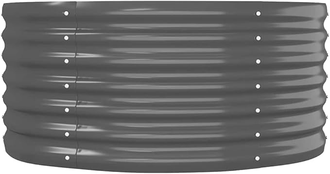 YAFF Modern Oval Raised Garden Bed Anthracite Powder-Coated Steel Planter Box for Vegetables &amp Flowers 59.8 Large Outdoor Planters for Balcony Patio Small Space Gardening