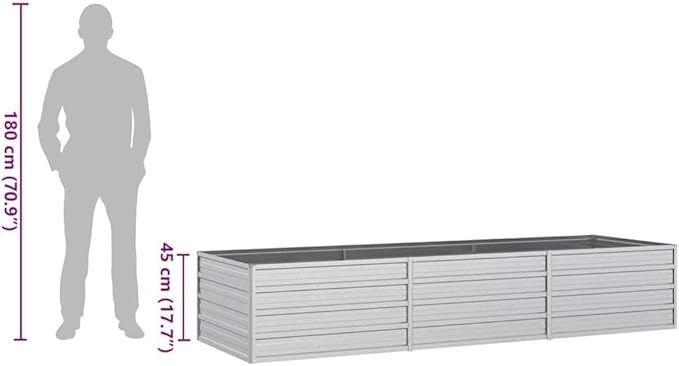Garden Raised Bed Silver Galvanized Steel Large 94.5x31.5x17.7 Inch Outdoor Planter for Vegetables Herbs Flowers