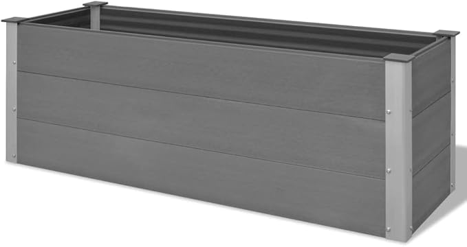 Outdoor Garden Raised Bed WPC Garden Planter Box Outdoor Planter Box for Gardening Vegetables Flowers Herb 59.1x19.7x21.3 Gray-221