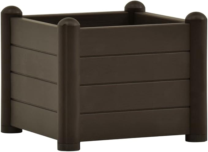 Garden Raised Bed Planter Boxes Outdoor Garden Bed Raised Planter Suitable for Restaurants Flowers Backyard Patios PP Mocha 16.9x16.9x13.8