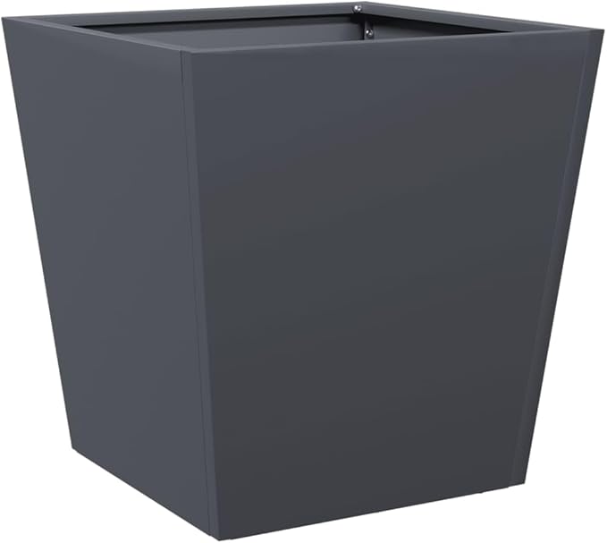 Garden Planter Set of 2 Anthracite Cold-Rolled Steel Square Outdoor Planters 16.9 Gallon Capacity Modern Industrial Style for Patio Balcony and Garden Decor