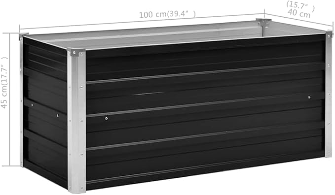 Anthracite Raised Bed Steel Galvanized Fencing for Vegetables Herbs Flowers Garden Balcony Patio Mesh Planting Retaining Weather Resistant - 39.4 x 15.7 x 17.7 in