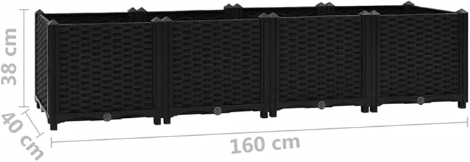 Raised BedOutdoor Planting BoxesIndustrial Rustic PlanterRaised Beds for GardeningPlantersfor Backyard Patio Balcony Garden63x15.7x15 Polypropylene