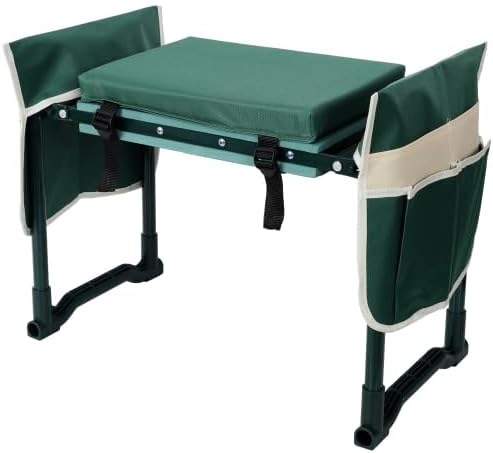 LuckyNote】Garden Kneeler and Seat Bench with 2 Free Tool Pouch Foldable Stool EVA Foam Pad with an Extra Soft Wider Cushion and Large Tool Bag for Gardeninng Lovers21.2x11.8x16 Inches 330lb