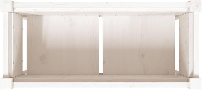 White Solid Pine Wood Garden Planter Rectangular Decorative Inlays 27.6 x 12.2 x 9.6 Inch Capacity Outdoor Raised Garden Bed for Patio Balcony Gardening