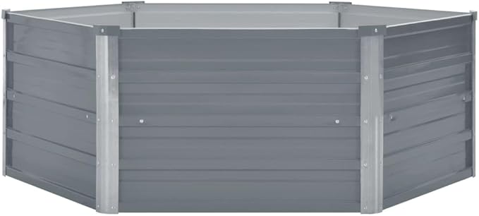 Outdoor Metal Raised Garden Bed for Vegetables Flowers Herbs Galvanized Planter Raised Garden Boxes Outdoor 50.8x50.8x18.1 Galvanized Steel Gray-159