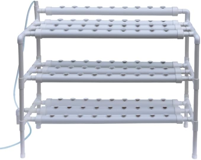 INTBUYING Hydroponics Growing System 90 Holes10 Pipes 3 Layers Plant Site Grow Kit Food-Grade PVC-U Pipes Hydroponic Gardending System with Water Pump Nest Basket and Sponge