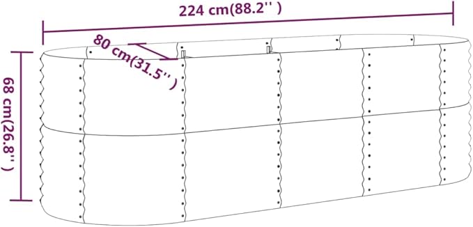 Garden Raised Bed Powder-Coated Steel 88.2x31.5x26.8 SilverWeight:31.7lbs318957