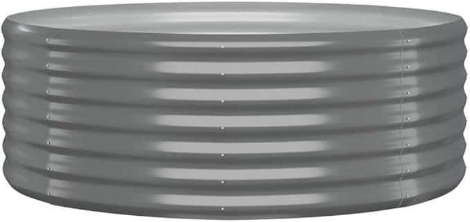 SKM Patio Raised Bed Powder-Coated Steel 39.4x39.4x14.2 Gray (3.56 KG/7.832 LBS)