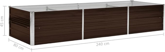 SKM Garden Raised Bed Brown 94.5x31.5x17.7 Galvanized Steel (9.48 KG/20.856 LBS)
