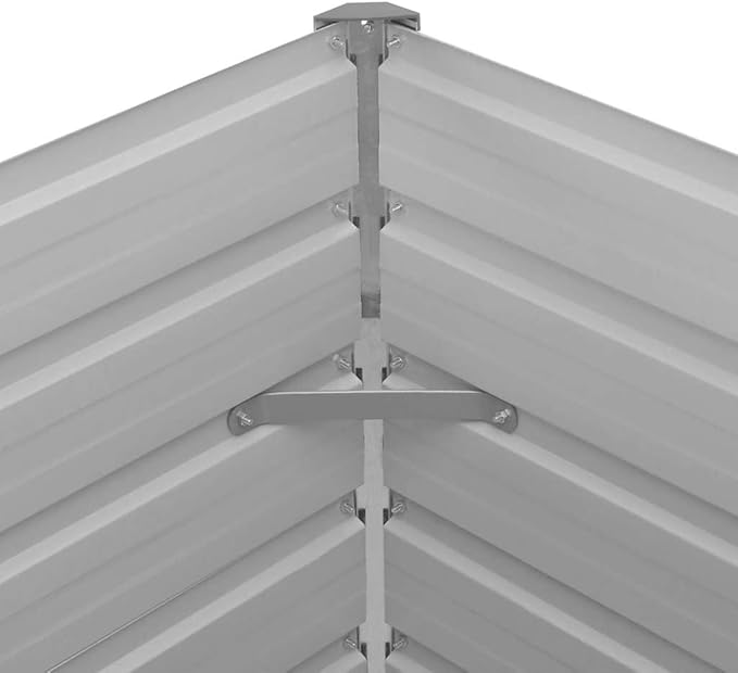 vidaXL Planter 100 x 100 x 77 cm Galvanised Steel Grey Balcony Garden Flower Box