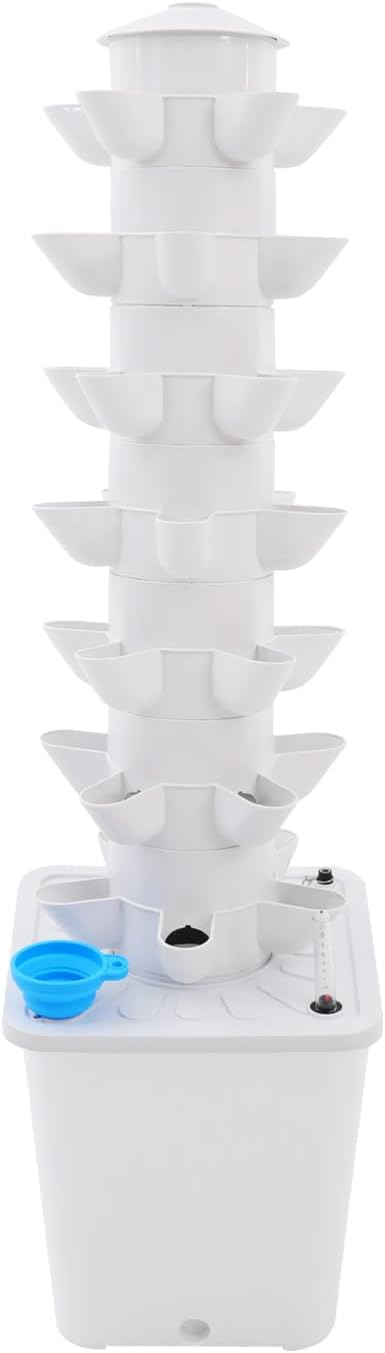 Plants Hydroponic Tower 7 Tiers 35 Holes Hydroponics Growing System Tower Vertical Hydroponic Tower Gardyn Hydroponic System for Herbs Vegetables Fruits Peppers Strawberries (White)