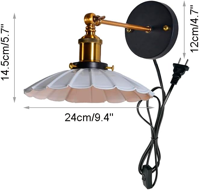 Hook Type Wall Mounted Plant Light Full Spectrum White Light 6000K 25W Bulb Vintage White Metal Plug in Cable Timing Wall Lamp for Indoor Growing Plants