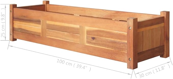 Garden Raised Beds 2 pcs Acacia Wood 39.4x11.8x9.8 bWeight-32 lbs