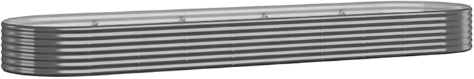 Oval Raised Garden Bed Anthracite Powder-Coated Steel Planter Box 155.9x155.9x14.2 in Durable &amp UV-Safe Outdoor Planter for Patio Balcony Herb Tomato Flower Boxes