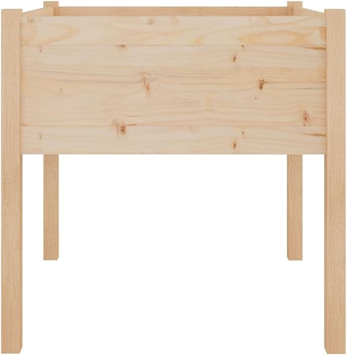 2 pcs Growing Wooden Raised Planter Box with Legs Raised Garden Bed Wood Planter Box Stand for Backyard Patio Balcony Natural 27.6x27.6x27.6 Solid Wood Pine