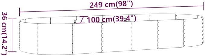 SKM Garden Raised Bed Powder-Coated Steel 249x100x36 cm Grey (Weight-9KG)