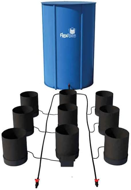 AutoPot 9 Pot GeoPot System with 3 Gallon Fabric Pots - Self-Watering Gravity-Fed System (9Pot with 25 gal Flexi Tank)