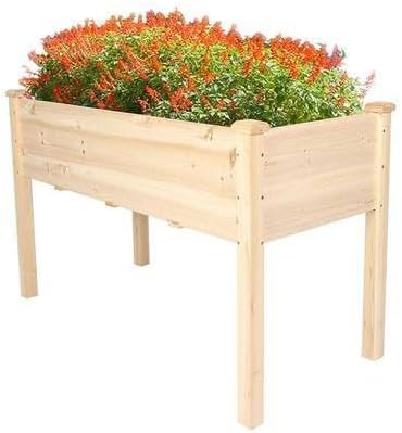 Raised Garden Bed Wood Patio Elevated Planter Box Kit with Stand for Outdoor Backyard Greenhouse