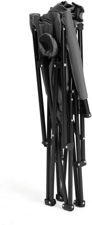 High Back Heavy Duty Lawn Chair Support 250LBS Portable Collapsible Chair with Cup Holder (Gray + Steel)
