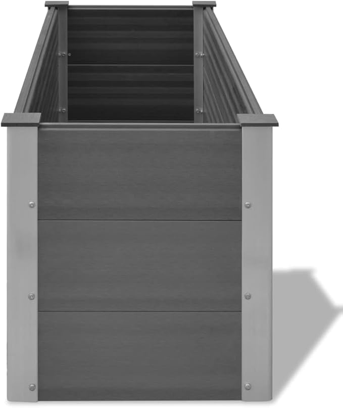 Outdoor Garden Raised Bed WPC Garden Planter Box Outdoor Planter Box for Gardening Vegetables Flowers Herb 59.1x19.7x21.3 Gray-221