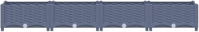 Raised Garden Bed 63x15.7x9.1 Polypropylene Blue Gray Elevated Garden Bed Planter for Flowers Vegetables &amp Herbs Outdoor Gardening