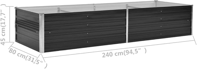 SKM Garden Raised Bed Garden Raised Bed Anthracite 94.5x31.5x17.7 Galvanized Steel