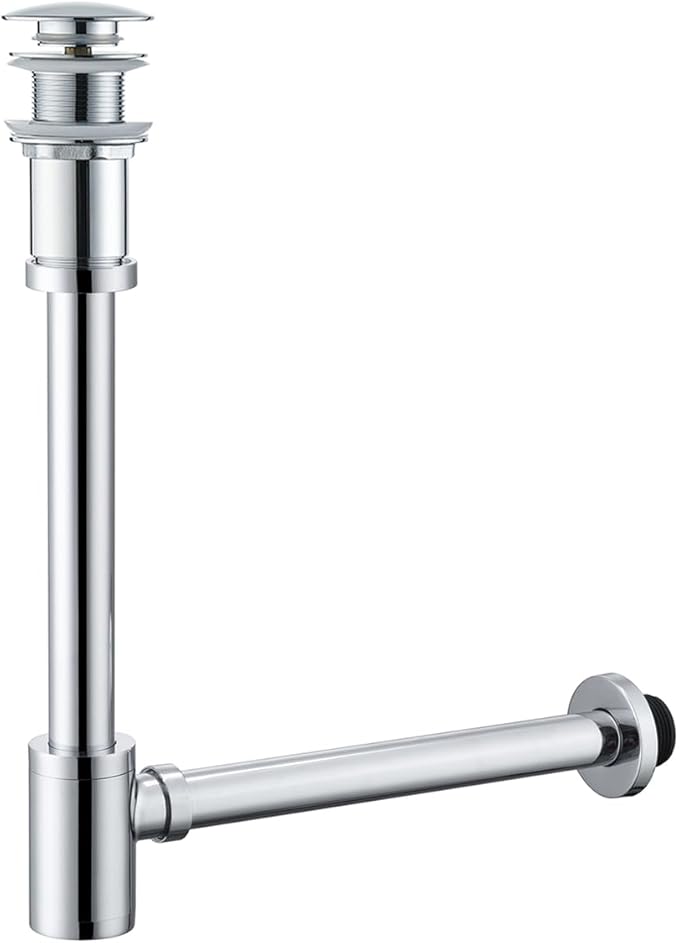 RANDOM Chrome Brass Bottle P Trap with Pop Up Drain Stopper Without Overflow11.81″ Slip Joint Extension Tube Adjustable Bathroom Basin Sink Drain Kit 1 1/4.RD83888C-L-S8