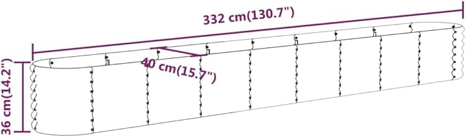 Oval Shape Garden Raised Bed Powder-Coated Steel Raised Planter Bed Metal Planter Raised Garden Boxes Outdoor Metal Raised Garden Beds for Vegetables 130.7x15.7x14.2-436