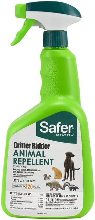 Safer Brand Critter Ridder Animal Repellent Ready-to-Use Spray-32 oz OMRI Listed for Organic Use