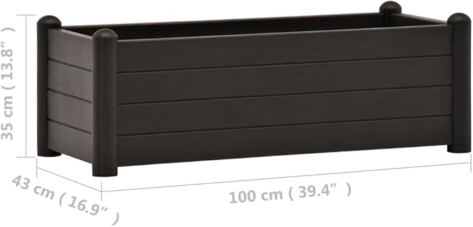 Raised Bed Anthracite Polypropylene Large UV-Resistant Materials Gardening Pots &amp Planters 313977