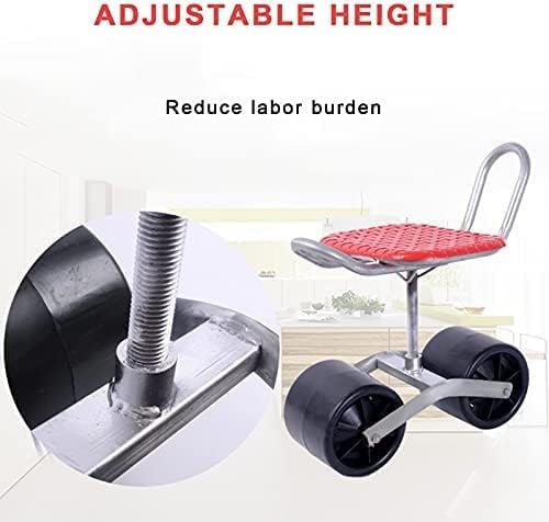 Portable Garden Stool Gardening Stool with Wheels Height Adjustable 25-35CmUsed for Painting Cleaning Car Repair and Other TasksCollector88