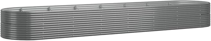 Metal Raised Garden Bed Garden Raised Bed Powder-Coated Steel Outdoor Planter Box for Vegetables Herbs Flowers 229.9x55.1x26.8 Gray-184
