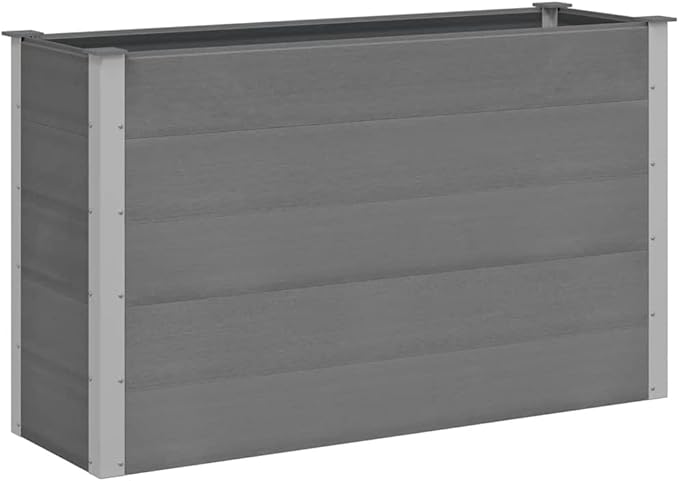 Modern Grey Wood-Plastic Composite Raised Garden Bed 59.1x19.7x35.8 Inch Planter Box for Outdoor Plants Durable UV &amp Water Resistant Gardening Solution