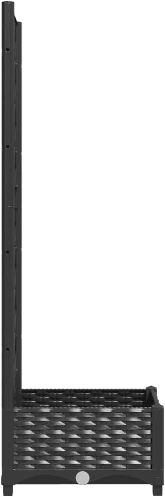 vidaXL Garden Planter with Trellis – Black 15.7x15.7x47.8 – Weather- PP for Outdoor Use in Garden Balcony Terrace