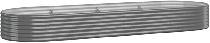 Garden Raised Bed Powder-coated SteelRaised Flower BedsGardening PlantersMultifunctional Raised BedPlant Privacy FenceGreenhouse Planterfor PatiosBalconiesTerraces126.8x39.4x14.2 Gray