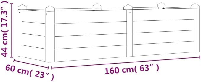 Garden Raised Bed 6.7x23.6x17.3 Solid Wood Acacia20.8 KG363448