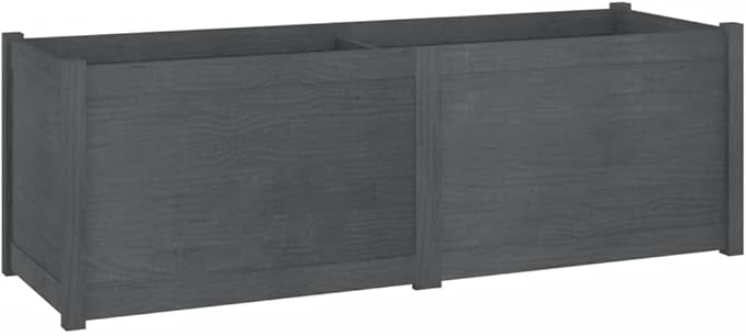 Grey Pinewood Garden Bed for Landscape Raised Walls on Patio - Welded Wire Mesh Basket Fencing 59.1 in x 19.7 in x 19.7 in