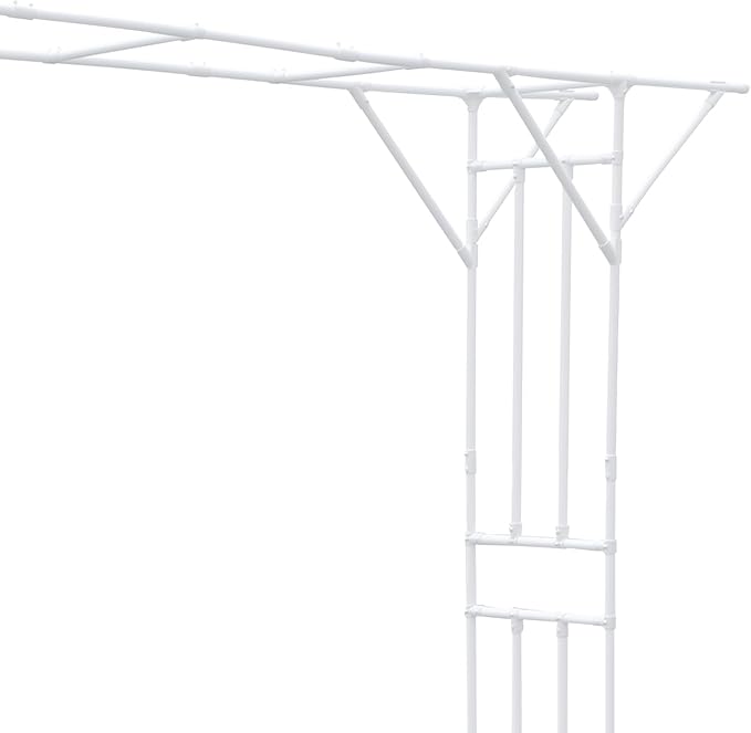Sturdy Steel Outdoor Garden Trellis &amp Wedding ArchOutdoor Metal Climbing Plant Trellis for Vines FlowersGrapesGarden Arch11.8ft x 8.9ft (White)